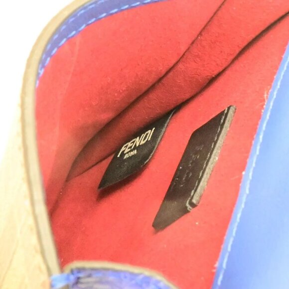 FENDI Logo Zucca Pattern Phone Holder Bag PVC Leather Brown Blue Italy 88RL013 - Picture 10 of 16